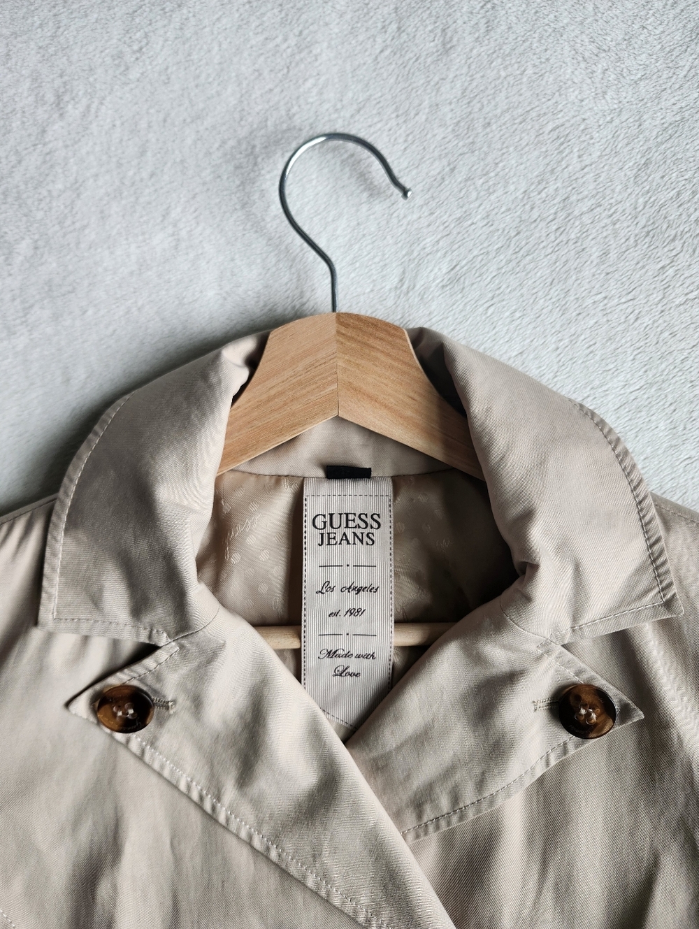 Guess Beige Trench Coat with Detachable Hood – Beige, Size S